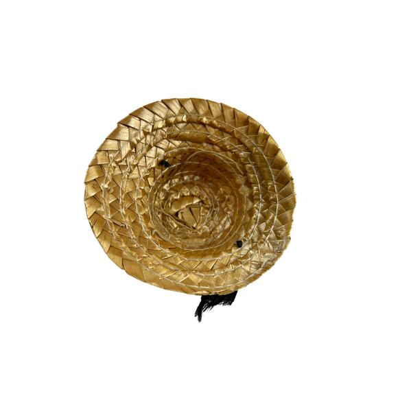 Vintage Straw Doll Hat with Black Ribbon Bow—Fits Barbie, Clone, Fashion Dolls - Picture 3 of 3